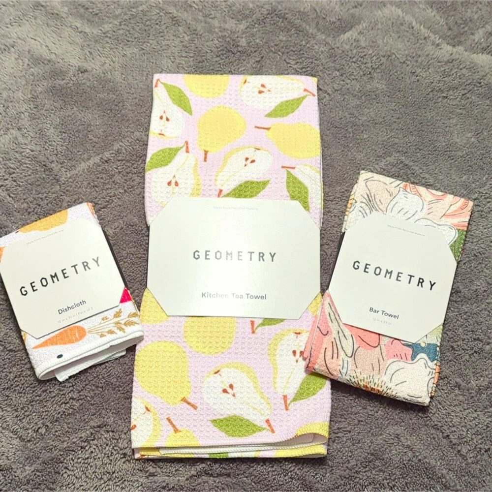 Geometry Bundle - Tea Towel/Bar Towel/Dishcloth - Multicolor - NWT Recycled